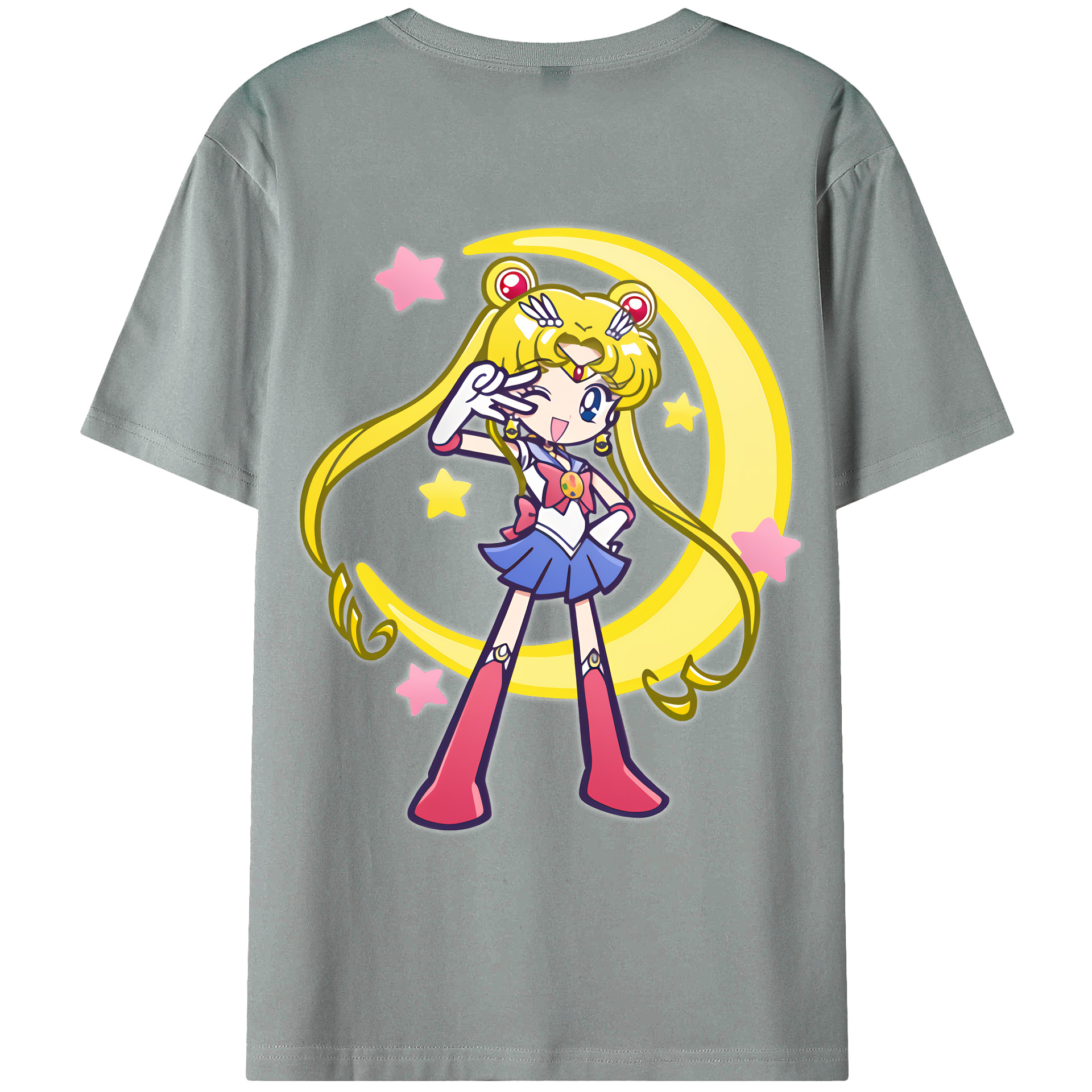 （画像用） 美少女戦士セーラームーン 月野 うさぎ つきの うさぎ Sailor Moon Tsukino Usagi 綿100％ メンズ半袖Tシャツ（バックプリント） 通気性
